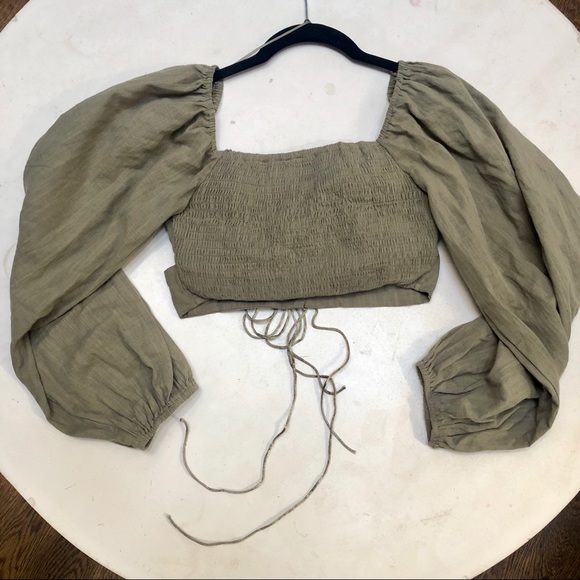 C. Vianca Green Tie Top. SOLD - Picture 3 of 4